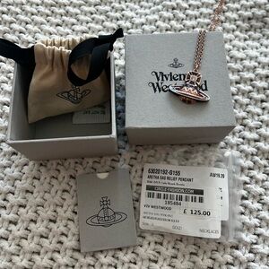 Vivienne Westwood Rose Gold Necklace with Purple Gems, Never Worn, New With Box
